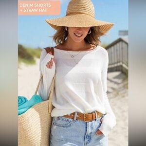 100% Linen Talbot’s Women's sheer White Sweater